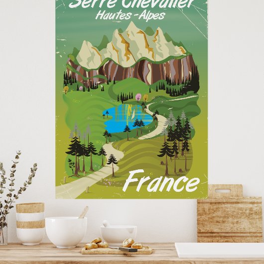 Serre Chevalier, Frankreich, Skiposter Poster (Küche)