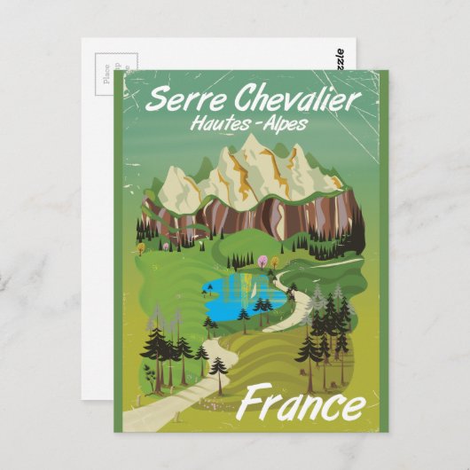 Serre Chevalier, Frankreich, Skiposter Postkarte (Vorne/Hinten)