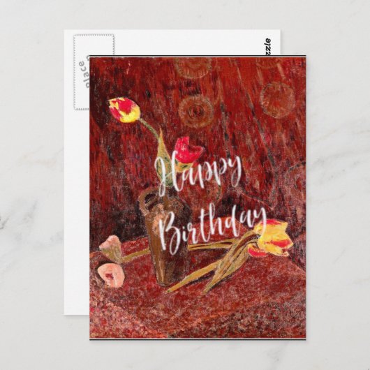 Serusier - Bouquet of Tulips, Birthday Wishes Postkarte (Vorne/Hinten)