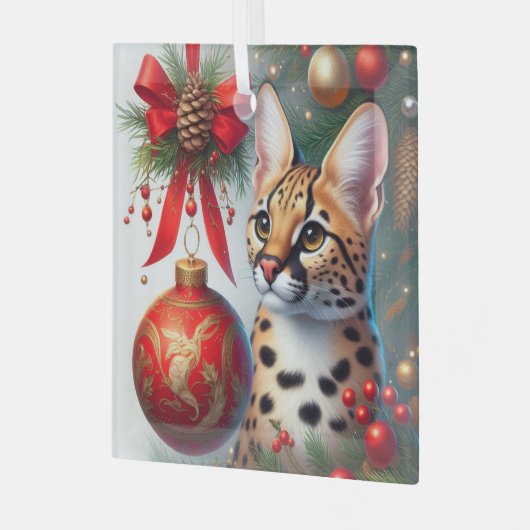 Serval Cat Glass Ornament (Vorderseite links)