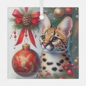 Serval Cat Glass Ornament (Vorderseite)