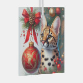 Serval Cat Glass Ornament (Vorderseite Rechts)