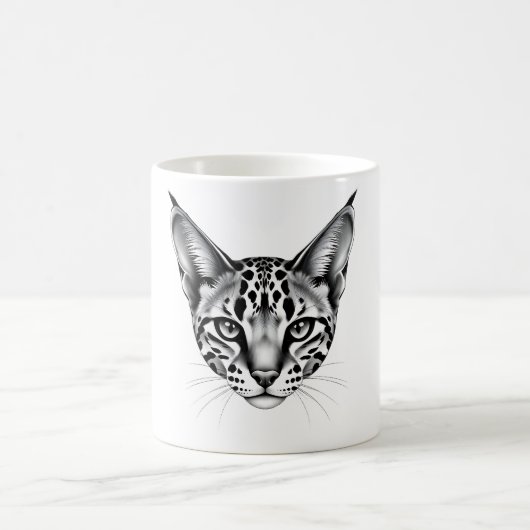 Serval Cat Lover T - Shirt - Schwarz & Weiß realis Kaffeetasse (Mittel)