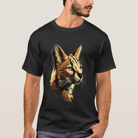 Serval Großkatze Afrika Savanne Leopard Katze Nied T-Shirt (Vorderseite)