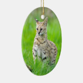 Serval im Gras Keramik Ornament (Rechts)