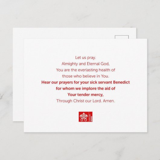 Servant Benedict Postkarte (Vorne/Hinten)