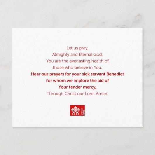 Servant Benedict Postkarte (Vorderseite)