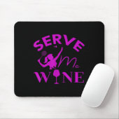 Serve Me Wine Funny Badminton Player Trinken Gesch Mousepad (Mit Mouse)