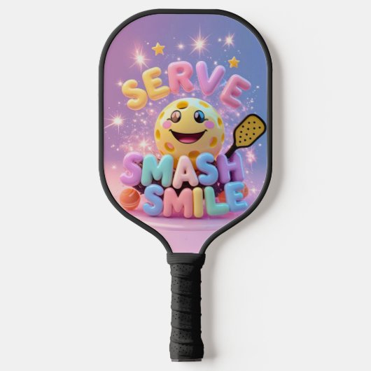 Serve. Schmettern. Lächle. - Niedlich Kawaii Pickl Pickleball Schläger (Vorderseite)