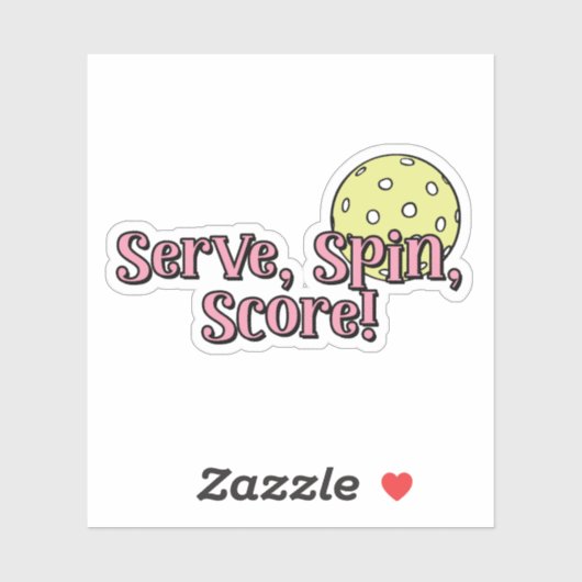 Serve, Spin, Score! | Rosa und Gelbe Pickleball Aufkleber (Blatt)
