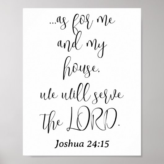 Serve the Lord KJV Bible Verse Joshua 24 Script Poster (Vorne)