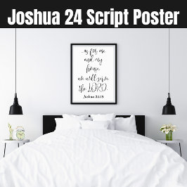 Serve the Lord KJV Bible Verse Joshua 24 Script Poster