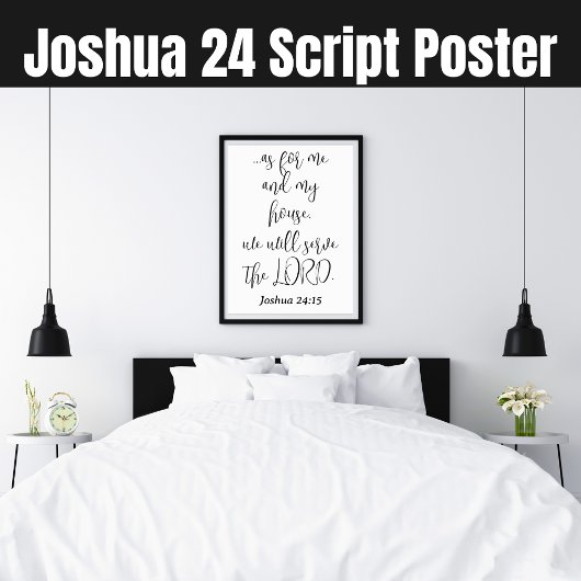 Serve the Lord KJV Bible Verse Joshua 24 Script Poster
