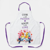 Serve with love birds white purple schürze (Vorderseite)