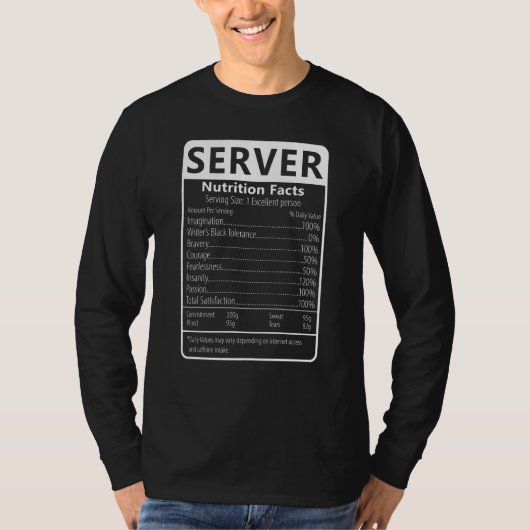Server Nutrition Facts Sarcastic Graphic Humor T-Shirt (Vorderseite)