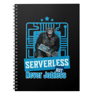 Serverloser lustiger Affe-Entwicklerhumor Notizblock
