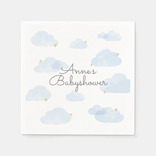 Servetten babyshower wolken lichtblauw jongen serviette (Vorderseite)