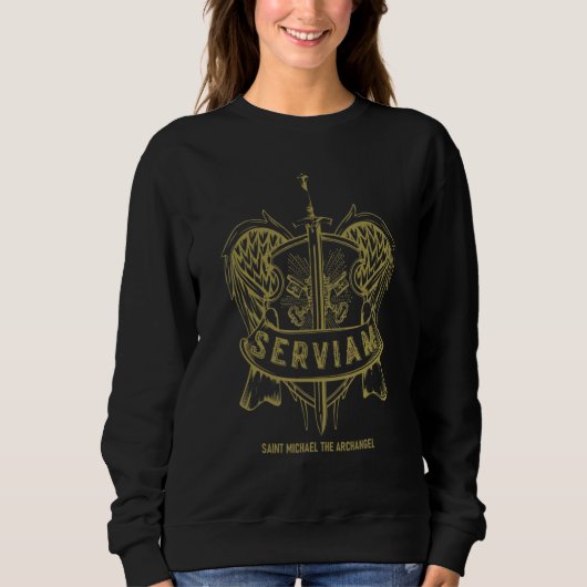 Serviam wird dienen Heiliger Michael Lateinischer Sweatshirt (Vorderseite)