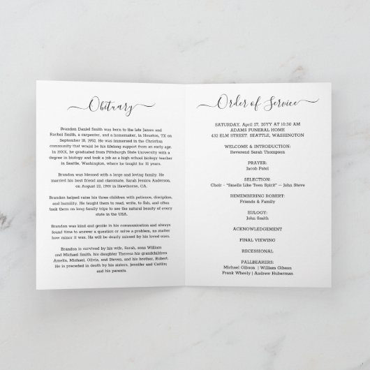 Service Beerdigung Obituale mit Foto Danke Karte (Innenseite)