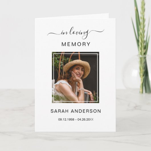 Service Beerdigung Obituale mit Foto Danke Karte (Vorderseite)