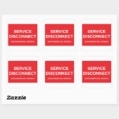 Service Disconnect Label mit spanischem Untertitel Quadratischer Aufkleber (Blatt)