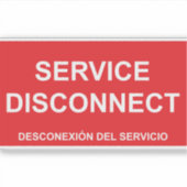 Service Disconnect Label mit spanischen Untertitel (Vorderseite)