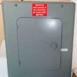Service Disconnect Located at Electric Meter Label Quadratischer Aufkleber