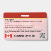 Service Dog Canada Abzeichen Ausweis (Rückseite)