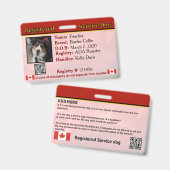 Service Dog Canada Abzeichen Ausweis (Vorder- & Rückseite)