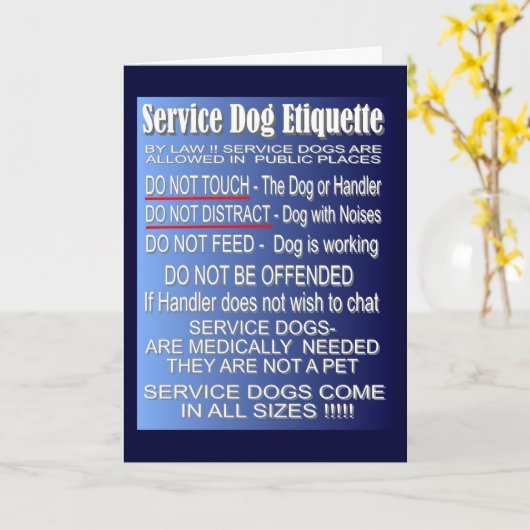 Service Dog Etiquette Karte (Gelbe Blume)