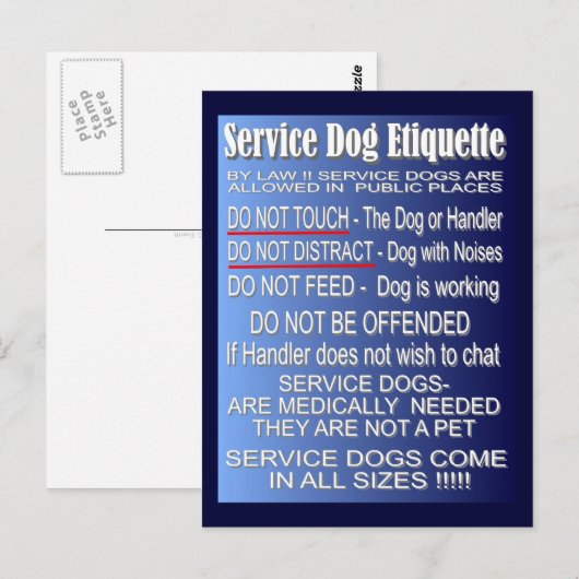 Service Dog Etiquette Postkarte (Vorne/Hinten)
