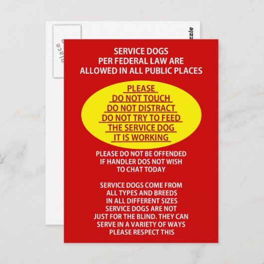 Service Dog Etiquette Postkarte (Vorne/Hinten)