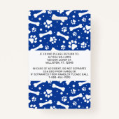 Service Dog Foto ID Personalisiert Blue Paw Prints Ausweis (Rückseite)