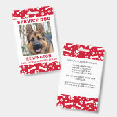 Service Dog ID Personalisiert Red Paw Prints Foto Ausweis (Vorder- & Rückseite)