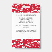 Service Dog ID Personalisiert Red Paw Prints Foto Ausweis (Rückseite)