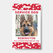Service Dog ID Personalisiert Red Paw Prints Foto Ausweis (Vorderseite)