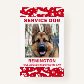 Service Dog ID Personalisiert Red Paw Prints Foto Ausweis (Vorderseite)