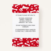 Service Dog ID Personalisiert Red Paw Prints Foto Ausweis (Rückseite)