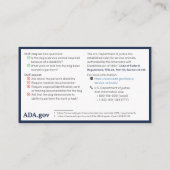 Service Dog Info Card: Schnelle Fakten Visitenkarte (Rückseite)