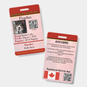 Service Dog Kanada vertikales Abzeichen Ausweis (Vorder- & Rückseite)