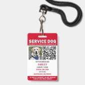 Service Dog Moderner QR Code rot & weiß Ausweis (Vorderseite mit Lanyard)