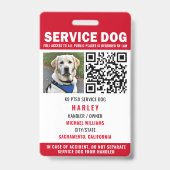 Service Dog Moderner QR Code rot & weiß Ausweis (Vorderseite)