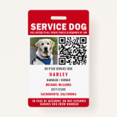 Service Dog Moderner QR Code rot & weiß Ausweis (Vorderseite)