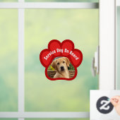 Service Dog On Board Paw Print Photo Red Fensteraufkleber (Zuhause)
