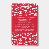 Service Dog Personalisiert Red Paw Prints Foto ID Ausweis (Rückseite)