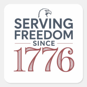 Service Freiheit seit 1776 4. Juli 250. Jahrestag Quadratischer Aufkleber