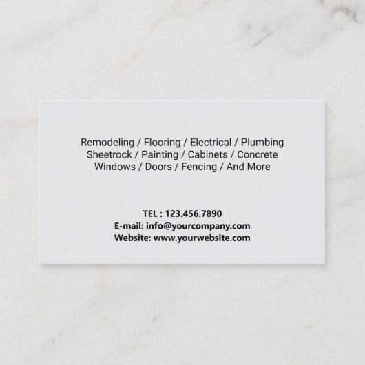 Service für Reparatur und Wartung von Handyman Hou Visitenkarte (Rückseite)