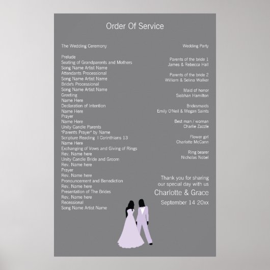 Service für zwei Hochzeiten (Lilac und Gray) Poster (Vorne)