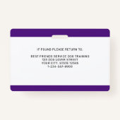 Service-Hund bei der Schulung Personalisierter Fot Ausweis (Rückseite)