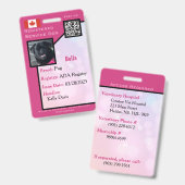 Service Hund ID-Karte rosa vertikales Abzeichen Ausweis (Vorder- & Rückseite)